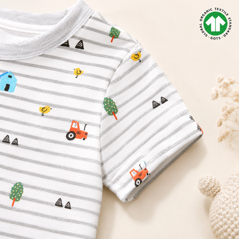 Organic Cotton AOP Farm Print TShirt Grey
