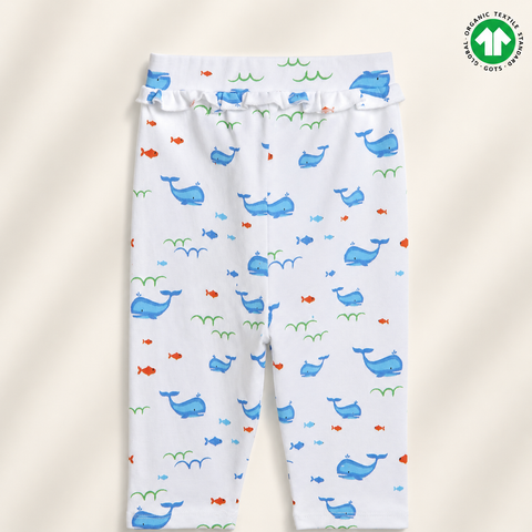 Organic Cotton Whale AOP Print Pajama Girl White