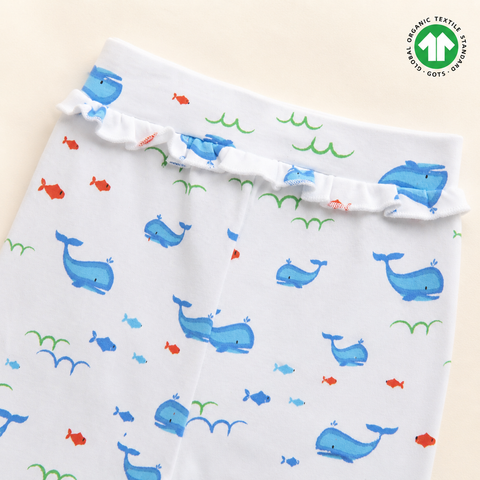 Organic Cotton Whale AOP Print Pajama Girl White