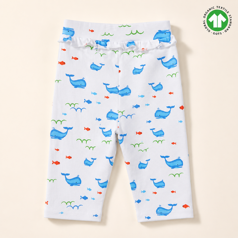 Organic Cotton Whale AOP Print Pajama Girl White