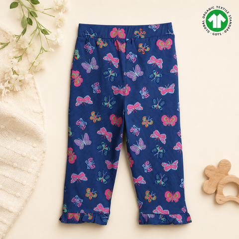 Organic Cotton Butterfly AOP Print Girls Blue