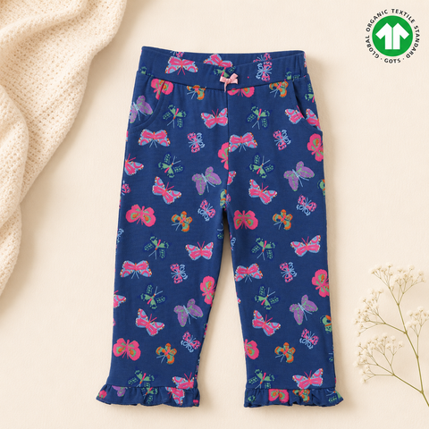 Organic Cotton Butterfly AOP Print Girls Blue