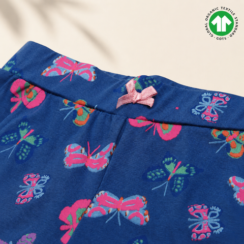 Organic Cotton Butterfly AOP Print Girls Blue