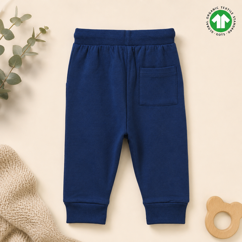 Organic Cotton Solid Stripe Jogger Boys Blue