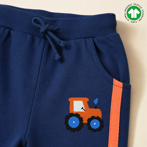 Organic Cotton Solid Stripe Jogger Boys Blue