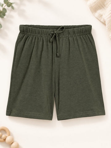 Lyocell Cotton Girls Tshirt Shorts Set "Mimo the Lion"  print, Olive Green