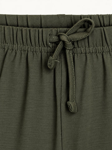 Lyocell Cotton Girls Tshirt Shorts Set "Mimo the Lion"  print, Olive Green