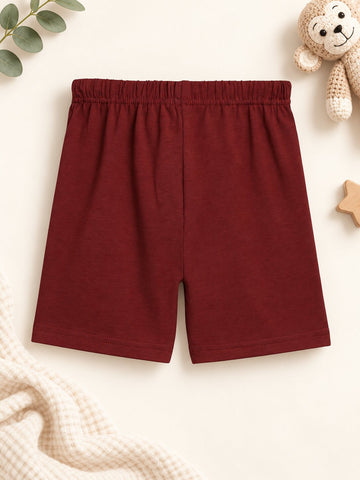 Lyocell Cotton Girls Tshirt Shorts Set "Kiki the Monkey"  print, Maroon
