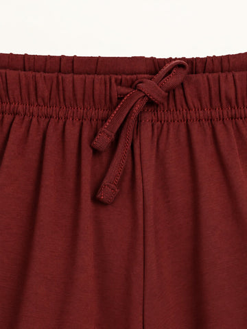 Lyocell Cotton Girls Tshirt Shorts Set "Kiki the Monkey"  print, Maroon