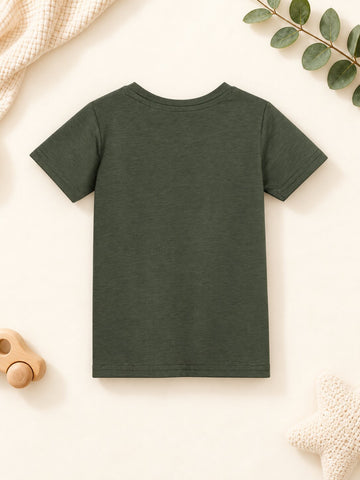 Lyocell Cotton Girls Tshirt Shorts Set "Coco & Bella"  print, Olive Green
