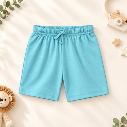 Lyocell Cotton Girls Tshirt Shorts Set "Mimo the Lion"  print, Aqua Blue