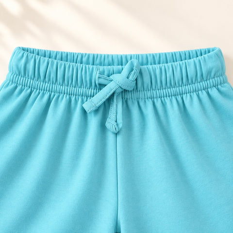 Lyocell Cotton Girls Tshirt Shorts Set "Mimo the Lion"  print, Aqua Blue