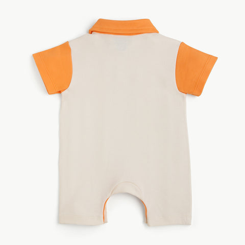 Printed Romper Combo Set – Polo Collar Car Print & Striped Play Theme Rompers