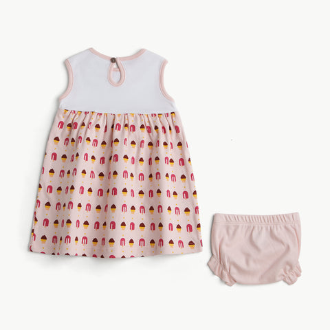 Baby Girls 100% Organic Cotton Printed Dress Premium Sleeveless Peter Pan Collar Summer Combo Pack