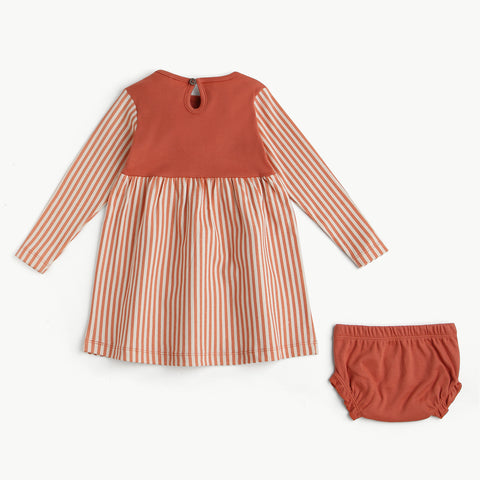 Organic Cotton Printed Dress Combo Set – Bear Print & Striped Designer Dresses