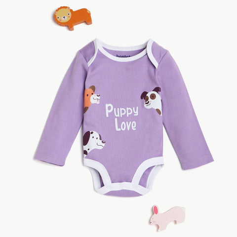 Puppy Love Bodysuit & Jogger Set – Premium Soft Full Sleeve Onesie with Paw Print Pants