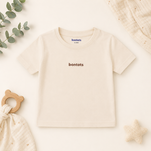 "bontots" Logo Tshirt Lyocell Cotton Blend | Beige