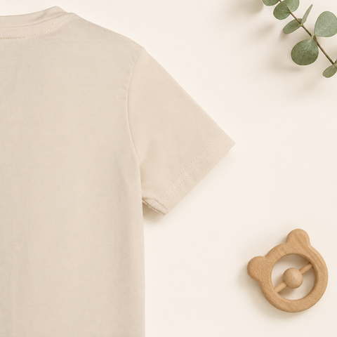 "bontots" Logo Tshirt Lyocell Cotton Blend | beige