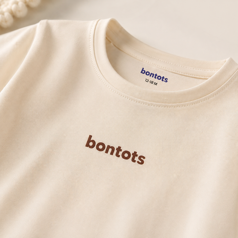 "bontots" Logo Tshirt Lyocell Cotton Blend | beige