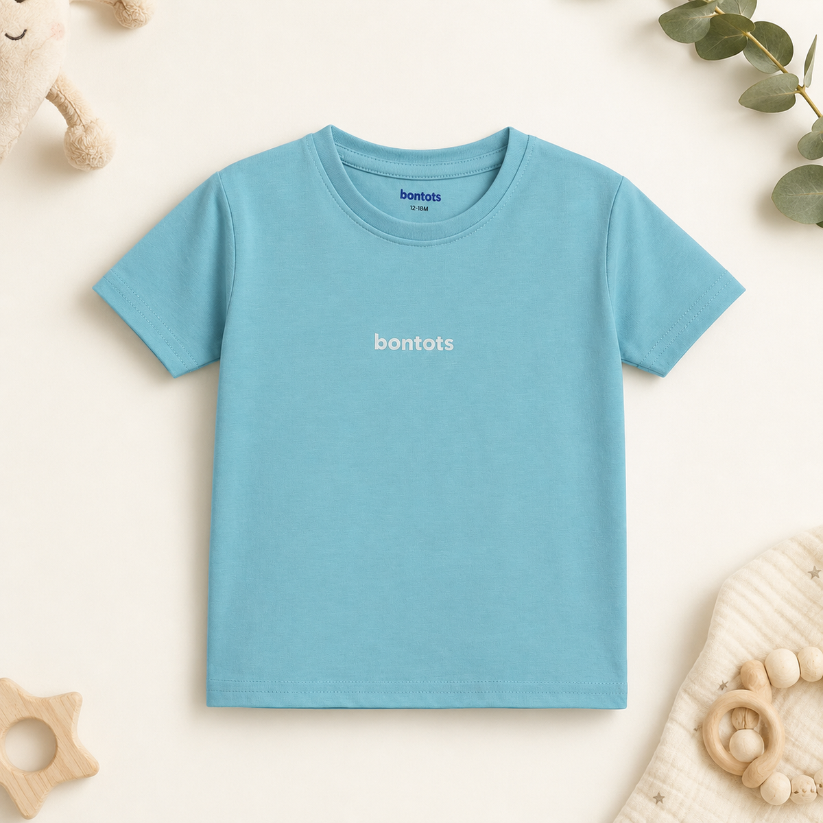 "bontots" Logo Tshirt Lyocell Cotton Blend | Blue