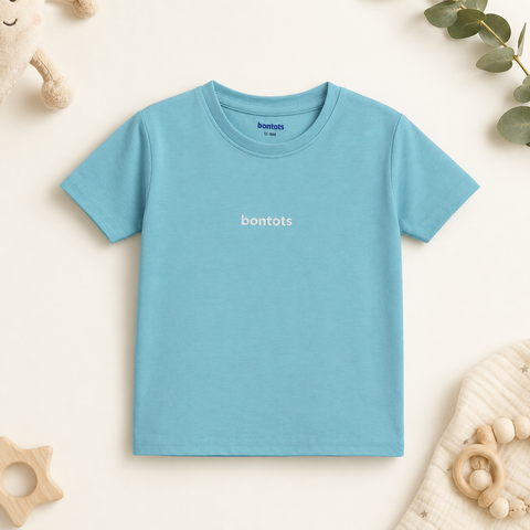 "bontots" Logo Tshirt Lyocell Cotton Blend | Blue