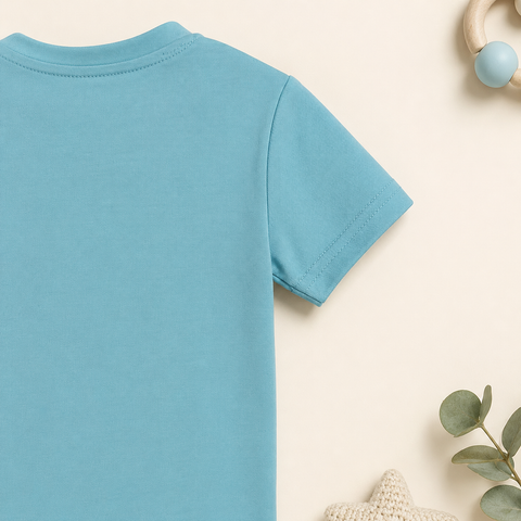 "bontots" Logo Tshirt Lyocell Cotton Blend | Blue