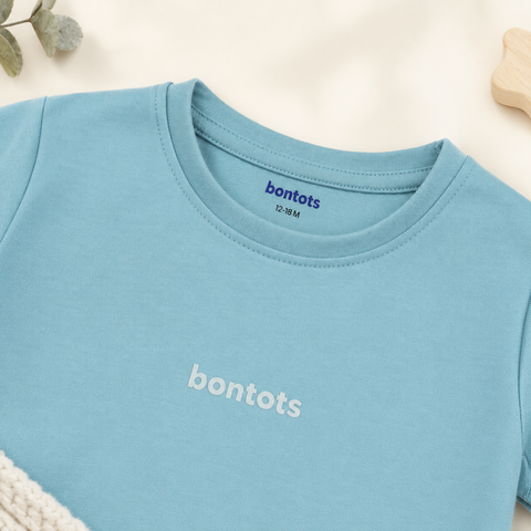 "bontots" Logo Tshirt Lyocell Cotton Blend | Blue