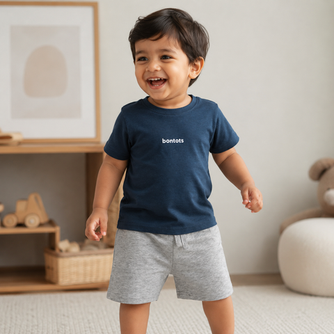bontots Logo Tshirt Lyocell Cotton Blend | Blue