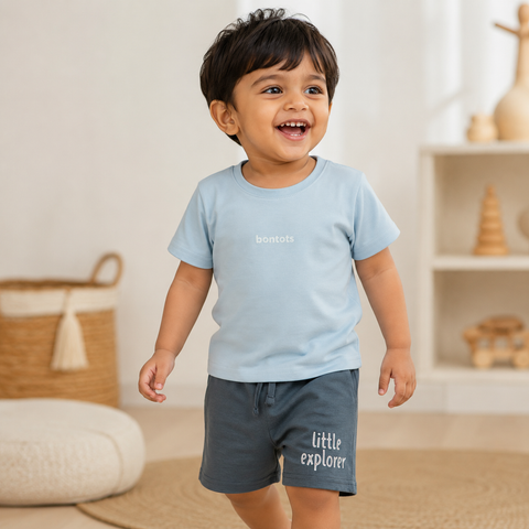 bontots Logo Tshirt Lyocell Cotton Blend | Light Blue