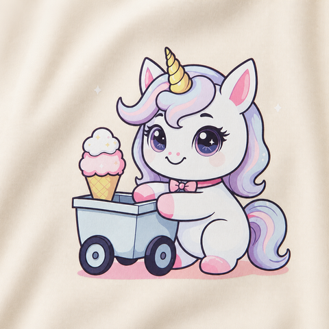 Luna the Unicorn Tshirt Pyjama Set Lyocell Cotton Blend | Beige