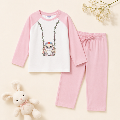 Bella the Bunny Raglan Nightsuit Lyocell Cotton | Pink