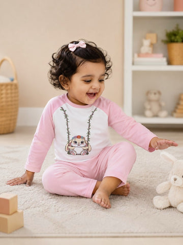 Bella the Bunny Raglan Nightsuit Lyocell Cotton | Pink