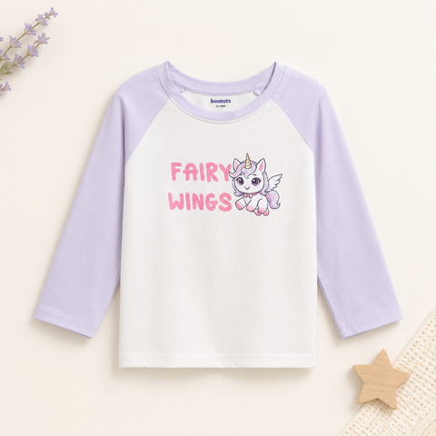 Luna the Unicorn Raglan Nightsuit Lyocell Cotton | Lavender