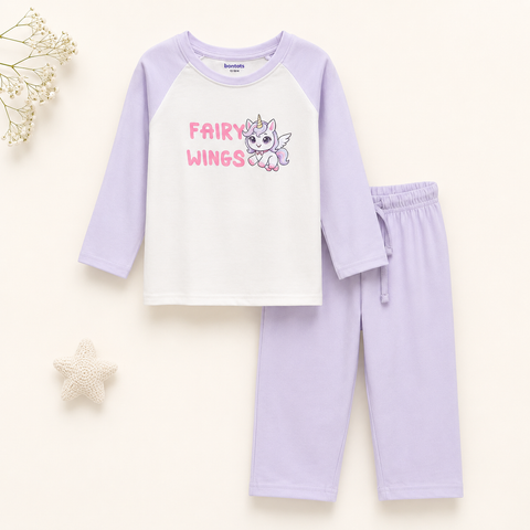 Luna the Unicorn Raglan Nightsuit Lyocell Cotton | Lavender