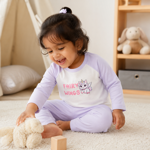 Luna the Unicorn Raglan Nightsuit Lyocell Cotton | Lavender