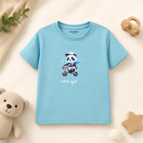 Poko the Panda Tshirt Shorts Set Lyocell Cotton Blend | Blue