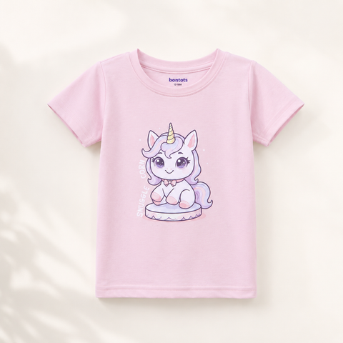 Luna the Unicorn Tshirt Shorts Set Lyocell Cotton Blend | Pink