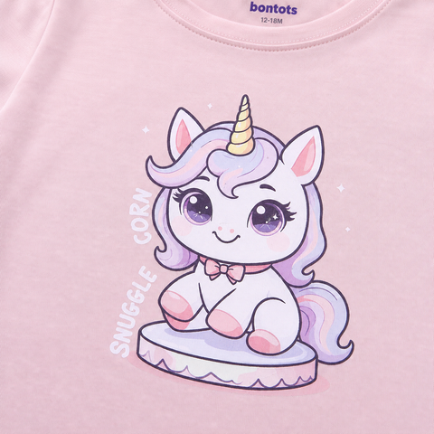 Luna the Unicorn Tshirt Shorts Set Lyocell Cotton Blend | Pink