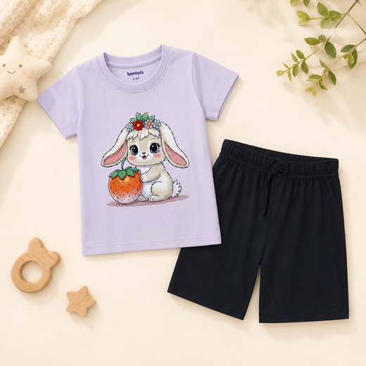 Mimo the Lion Tshirt Shorts Set Lyocell Cotton Blend | Lavender