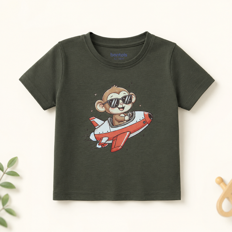 Kiki the Monkey Tshirt Shorts Lyocell Cotton Blend | Green