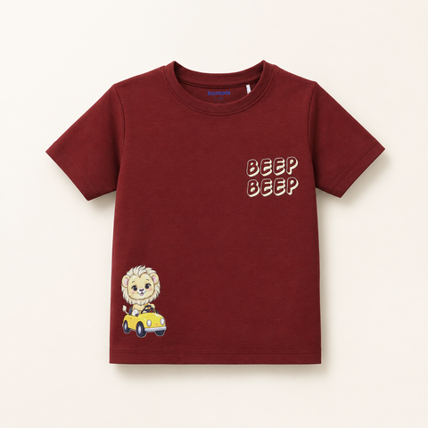 Mimo the Lion Tshirt Shorts Set Lyocell Cotton Blend | Maroon